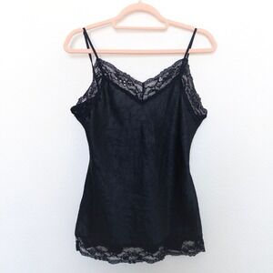 Y2K No Boundaries Womens Cami Top Size M Black Lace Beaded Whimsigoth‎ Romantic